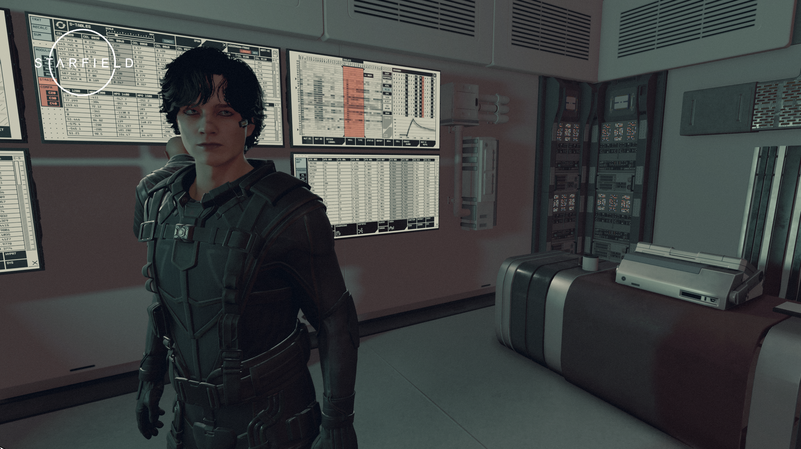 video game charater with black hair and a atactical suit